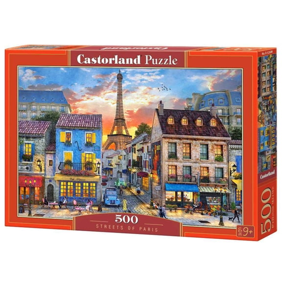 500 Piece Jigsaw Puzzle, Streets of Paris, France, Eiffel Tower, European puzzle, Adult Puzzles, Castorland B-52684
