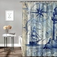 thumbnail image 2 of Orinice  Nautical Sailboat Shower Curtain Sets for Bathroom Lighthouse Compass Anchor Decorative Bath Curtain Polyester Fabric Waterproof Bathroom Curtain with  60x72, 2 of 7
