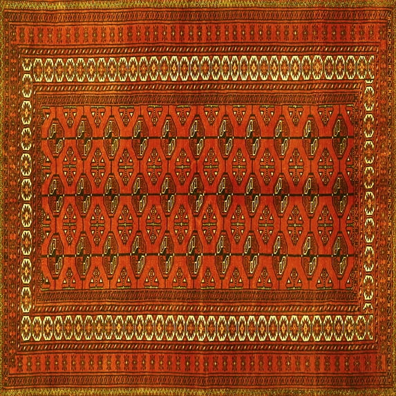 Ahgly Company Indoor Square Persian Yellow Traditional Area Rugs, 4' Square