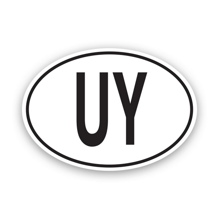 UY Uruguay Country Code Oval Sticker Decal - Self Adhesive Vinyl 