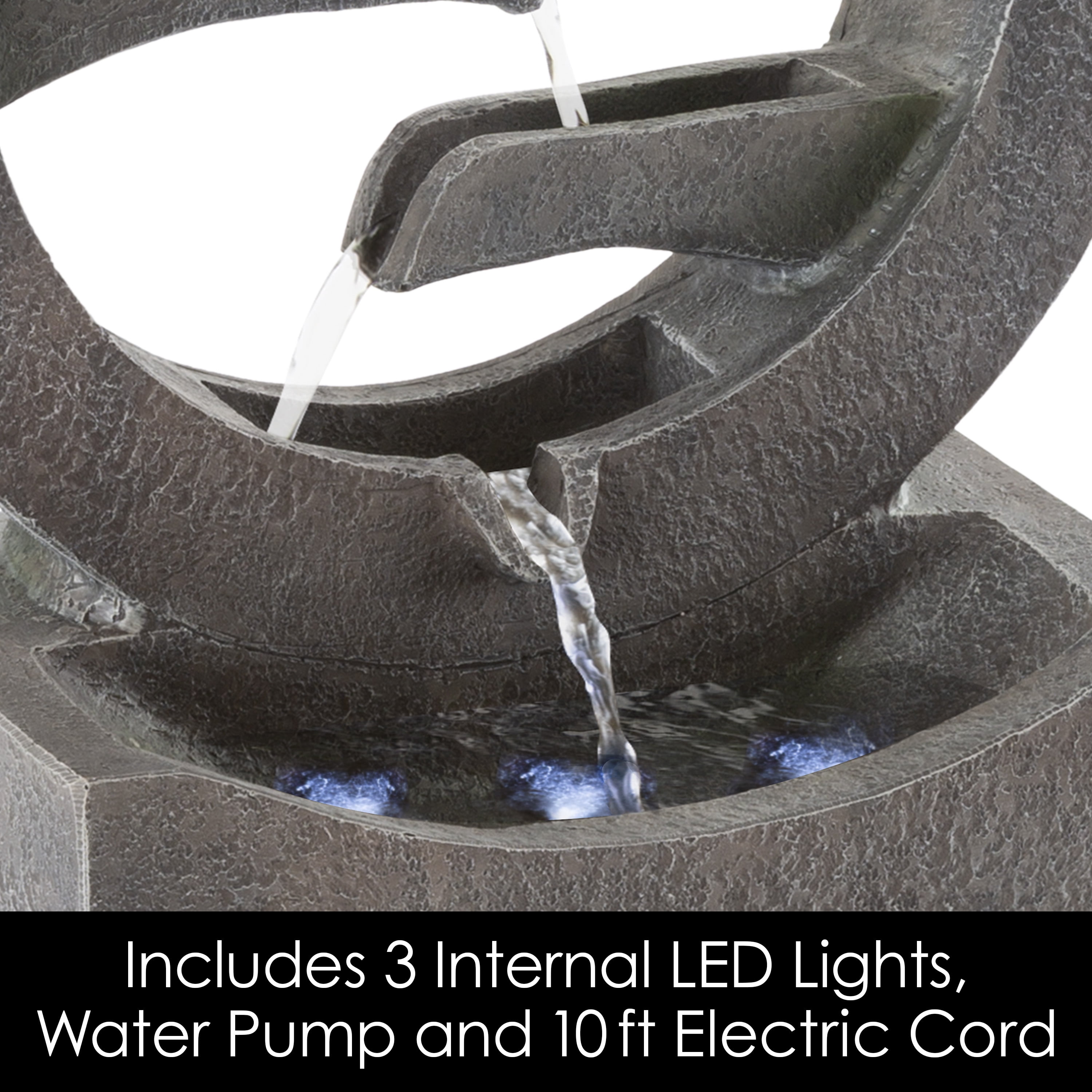Round Cascade Fountain- 4 Tier with LED Lights