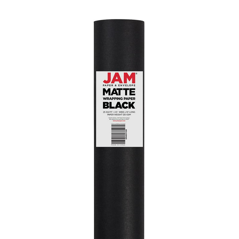JAM Paper Gift Wrap - Matte Wrapping Paper - 25 Sq Ft (30 in x 10 Ft) -  Matte Black - Roll Sold Individually