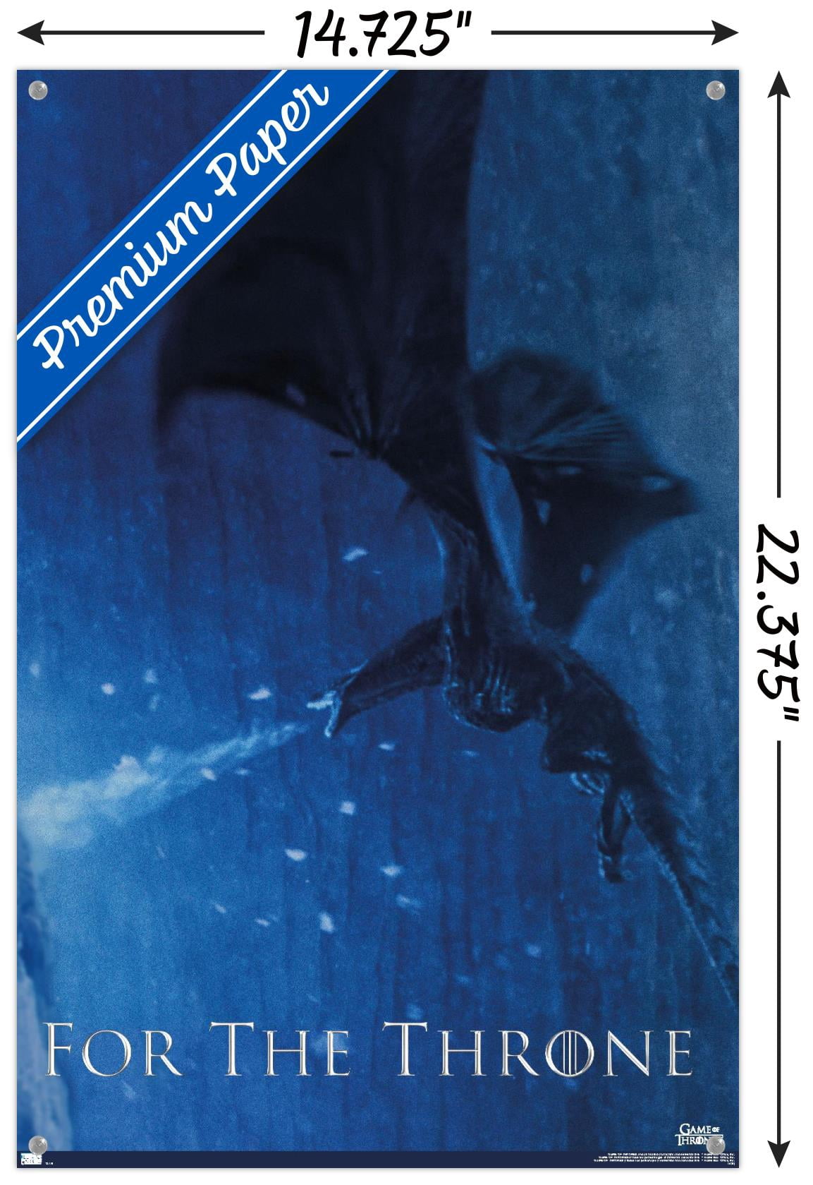 Game of Thrones - Viserion Wall Poster with Pushpins, 14.725" x 22.375"