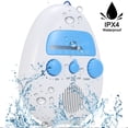 thumbnail image 1 of Hanging Waterproof Shower Clock Radio - Wireless Mini Portable Waterproof Battery Operated Shower Radio Speaker W/ Digital Clock, LCD Screen for Home, Beach, Hot Tub, Bathroom, Outdoor - Pyle PSR6, 1 of 9