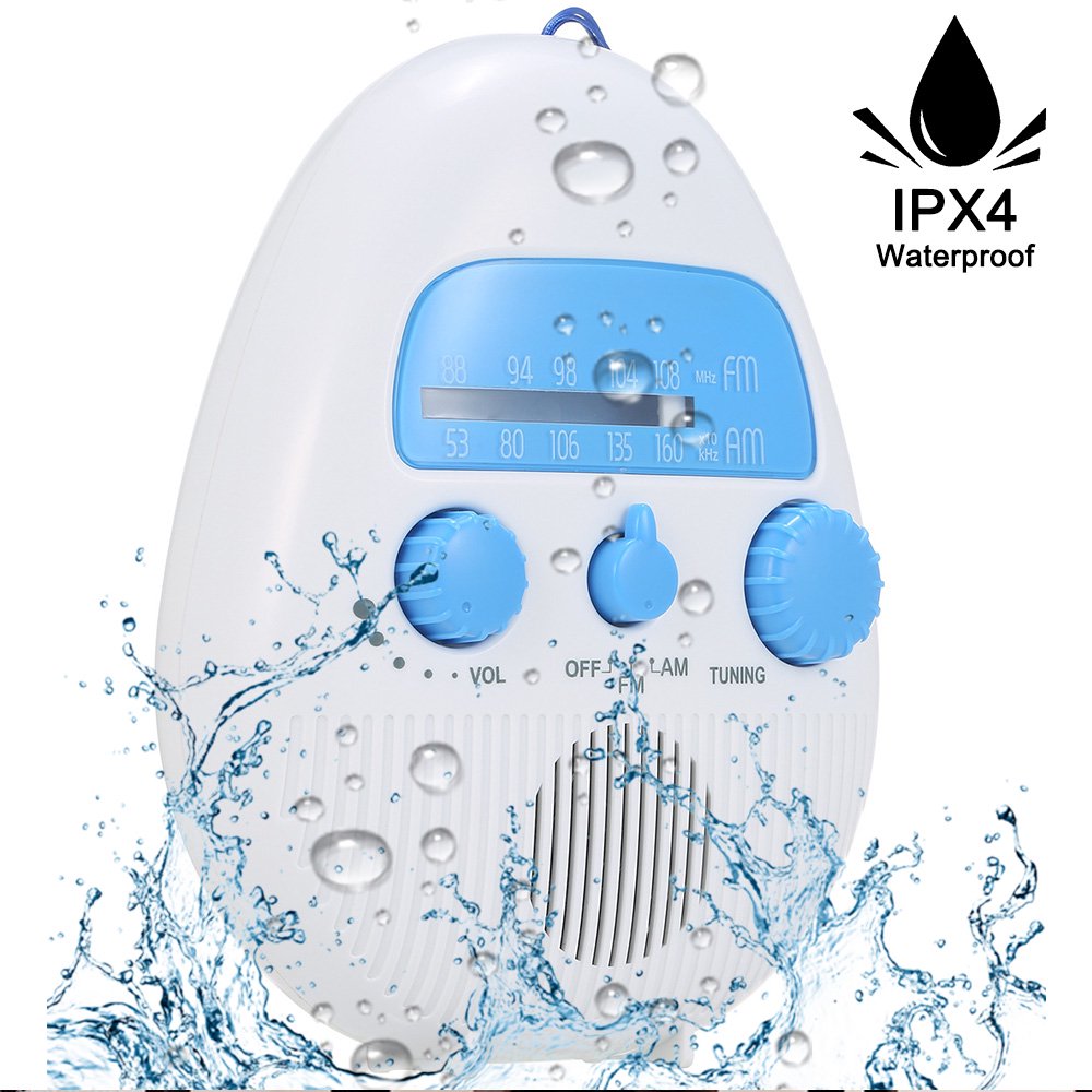 Mini Portable Hanging Waterproof Shower Clock Radio with Digital Clock