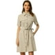 thumbnail image 1 of Vestido camisero Allegra K safari para mujer con botones y cinturón Beige M, 1 of 5