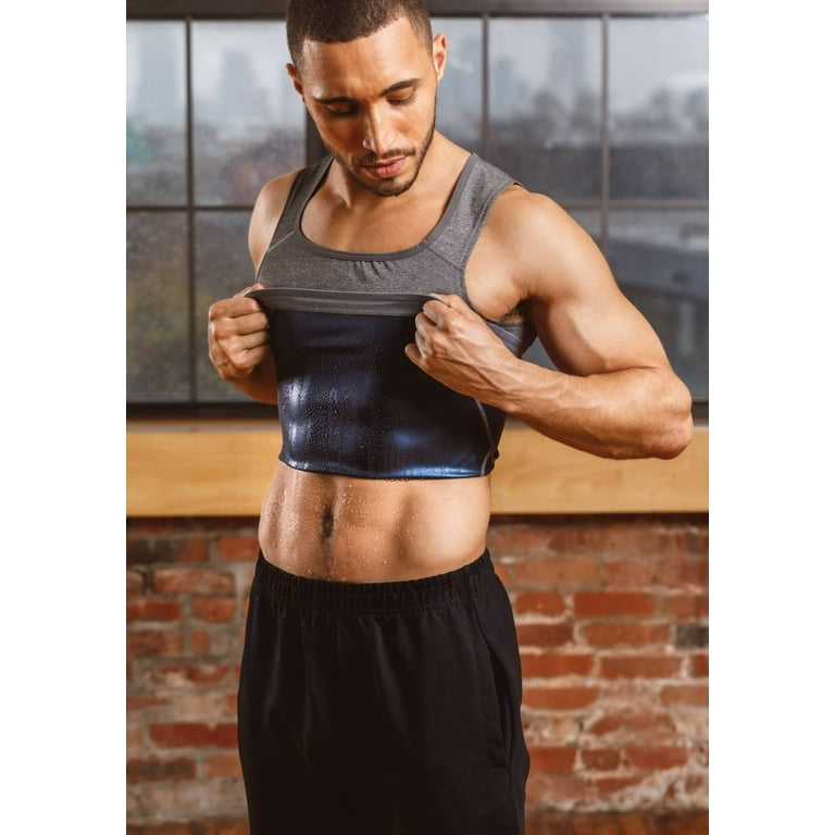 Sweat Shaper Men s Premium Workout Tank Top Slimming Polymer Sauna Vest Walmart