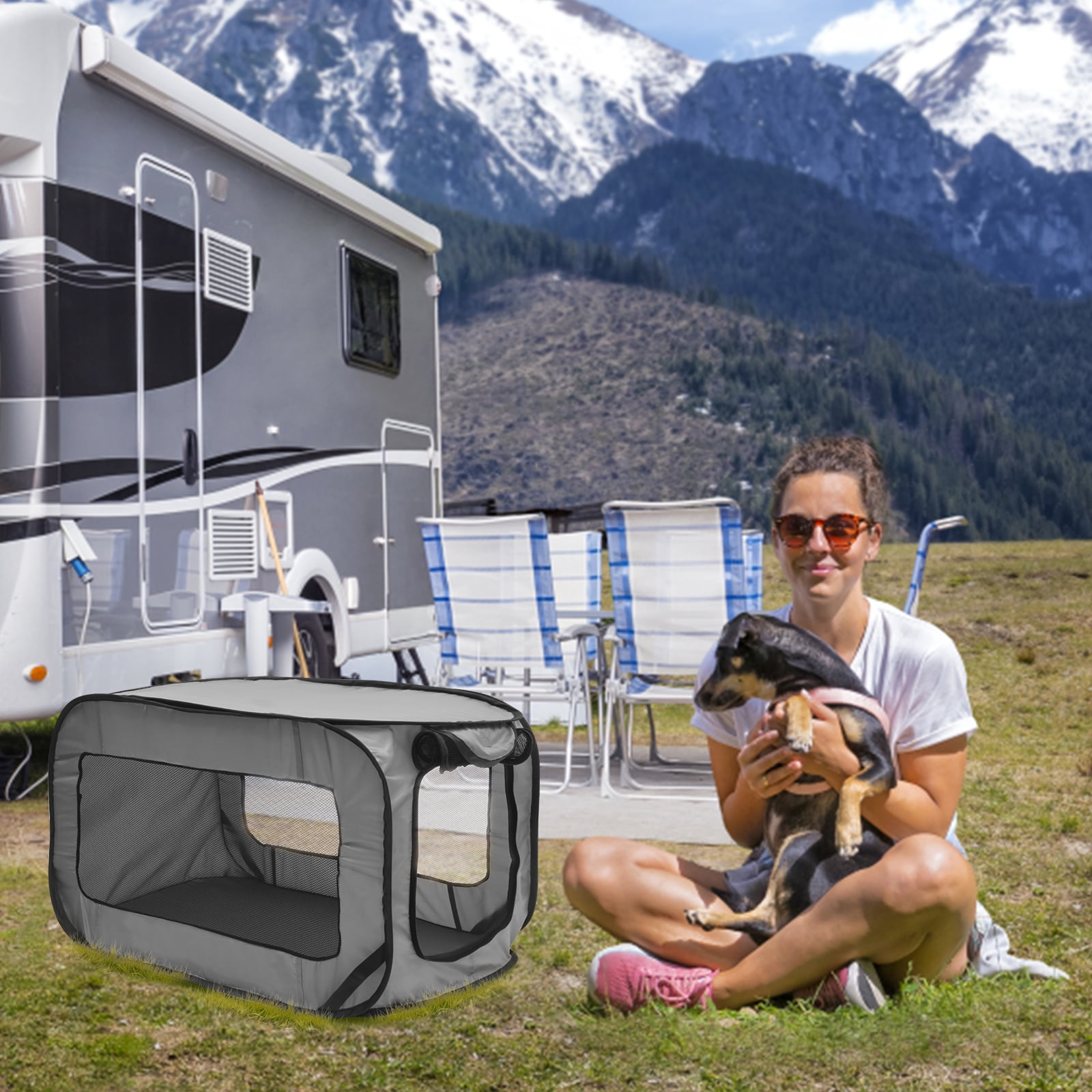 Jetcloudlive Dog Travel Crate Foldable Pop Up Dog Crate with Storage Bag 36.6×20.5×20.5 Inch Travel Pet Kennel Small Dog Tent Crates Cage Portable Puppy Seat Kennel for Indoor Outdoor Puppy Cat