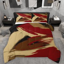 Homewish Brown Red Splash 2pcs Bedding Comforter Set For Teens Boys Girls,Abstract Graffiti Twin Comforter Sets,Vintage Aesthetic Breathable Bedding Set,Luxury Bedroom Decor,Reversible