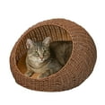 thumbnail image 4 of THE LICKER STORE Fiora 19.5" x 18" Modern Circular Faux Wicker Pet Bed with Machine-Washable Cushion, Brown, CBD3000B, 4 of 4