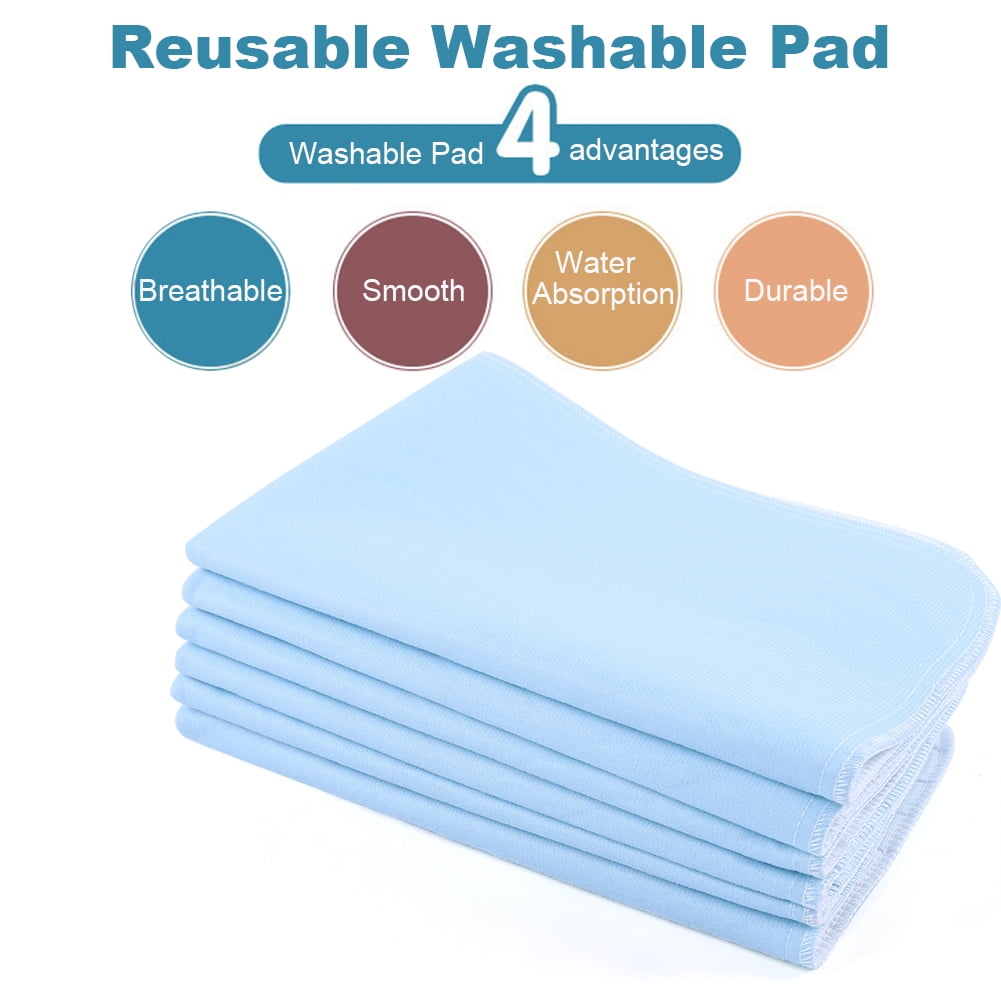 EECOO 4 Layer Washable Underpads, Pack of 6 Large Bed Pads (17.7 x 23.6 ...