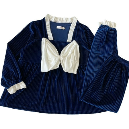 

Fashion Women s Pajamas Set Long Sleeve Fleece Princess Sleepwear Casual Warming Nightgown for Autumn Winter New