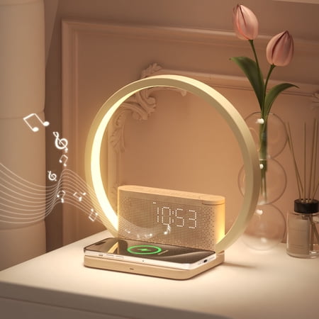 Sunrise Alarm Clock with Wireless Charging, 10W Qi Fast Charging, White Noise Machine, 3-Level Dimmable Light & Dual Alarms for Heavy Sleepers in Bedroom