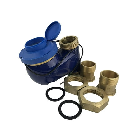 DAE V-200P 2" Vertical Water Meter, Pulse Output + Couplings, Gallons