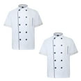 thumbnail image 1 of TOPTIE 2 Pack Veste de Chef à Manches Courtes Unisexe, Blanc, 1 of 6