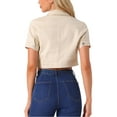 thumbnail image 3 of INSPIRE CHIC Women's Cropped Denim Jacket Short Sleeve Button Front Jean Jacket S Apricot, 3 of 6