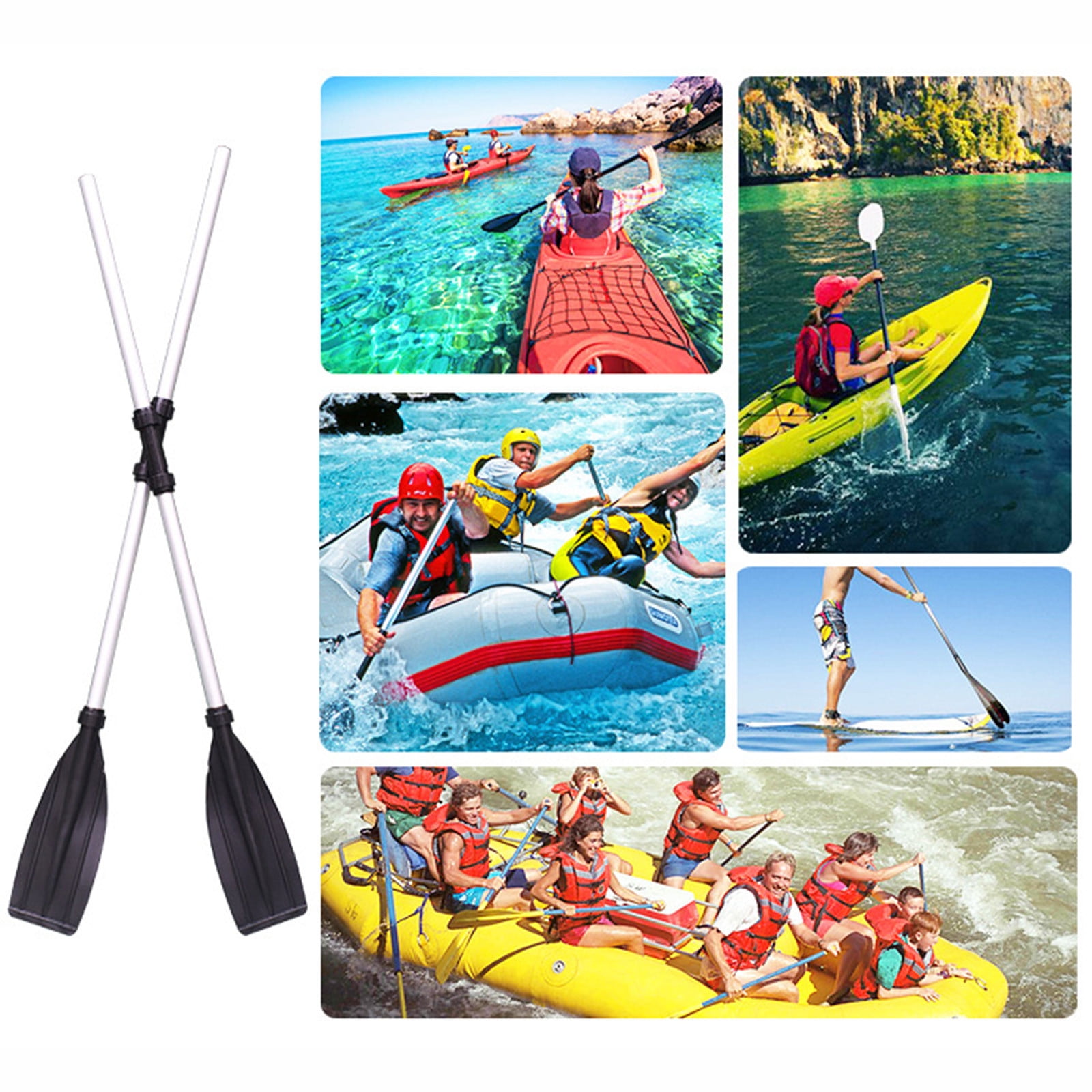 Oalirro 2pc Heavy-Duty Kayak Paddle for Inflatable Fishing Boats, Adjustable Foldable Canoe Oar with Grip, 49in Reinforced Hand Cranked Paddle for Sports & Rowing