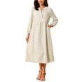 thumbnail image 1 of Vestido Midi Bohemio Floral de Manga Larga con Cintura Alta y Escote en V para Mujeres INSPIRE CHIC XL Albaricoque, 1 of 6