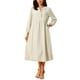 thumbnail image 1 of Vestido Midi Bohemio Floral de Manga Larga con Cintura Alta y Escote en V para Mujeres INSPIRE CHIC XL Albaricoque, 1 of 6