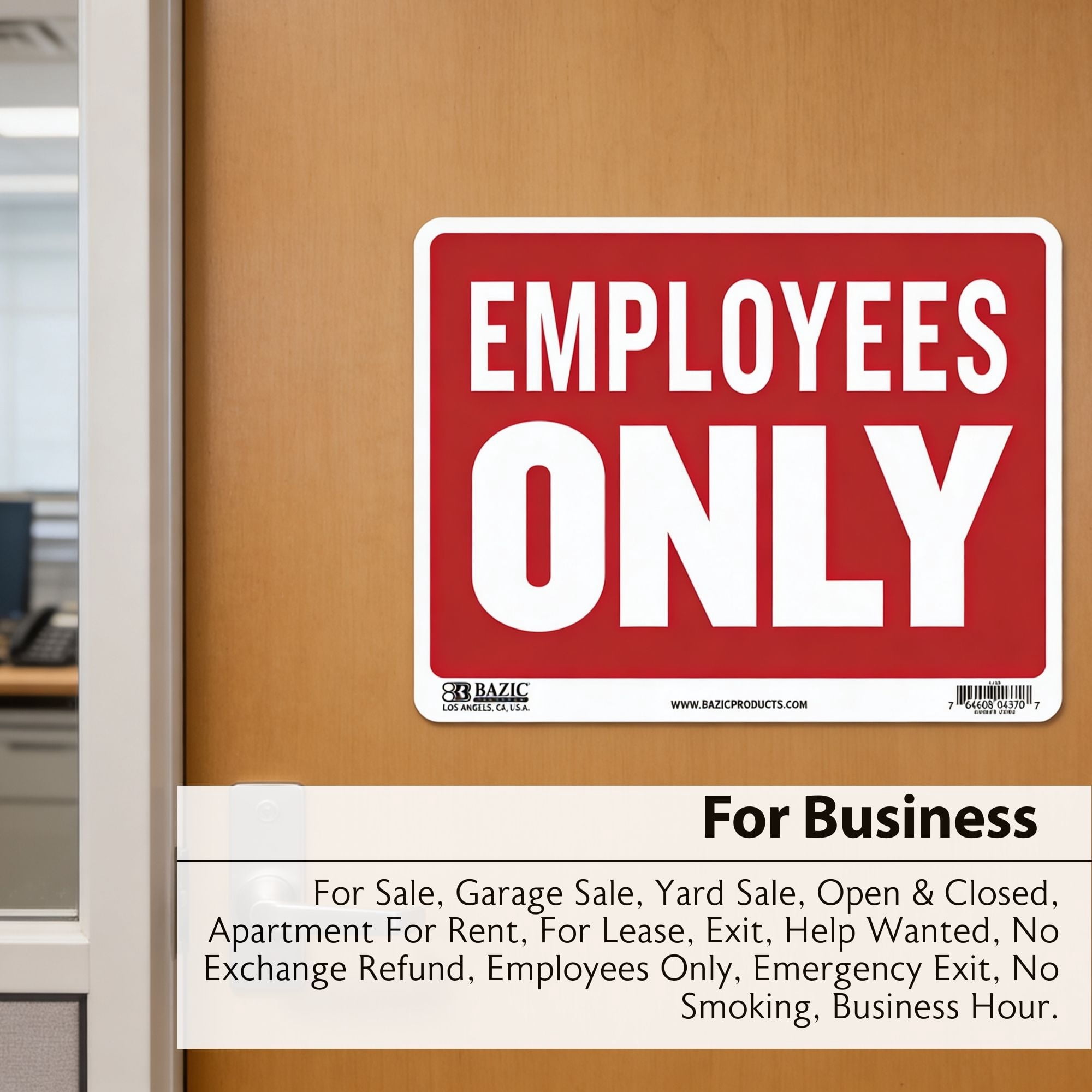 BAZIC Employees Only Sign 12"x16", Plastic Signs Signage, 24-Pack