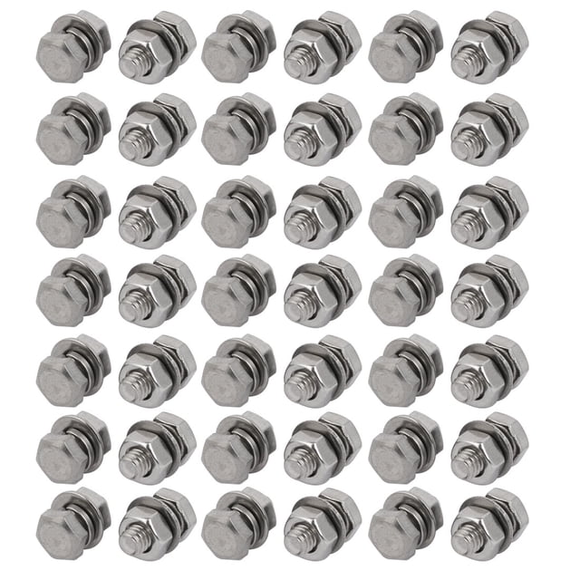 Unique Bargains 50 Pcs Boulons Hexagonaux en Acier Inoxydable 304 M4x10mm avec Écrous et Kit d'Assortiment de Rondelles