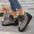 thumbnail image 6 of XUNKUSGA Winter Boots for Women Warm Fuzzy Fleece-Lined Suede Ankle Boots Casual Solid Color Round Toe Flat Womens Boots Comfortable Waterproof Snow Boots 5.5-9.5 Gray, 6 of 8