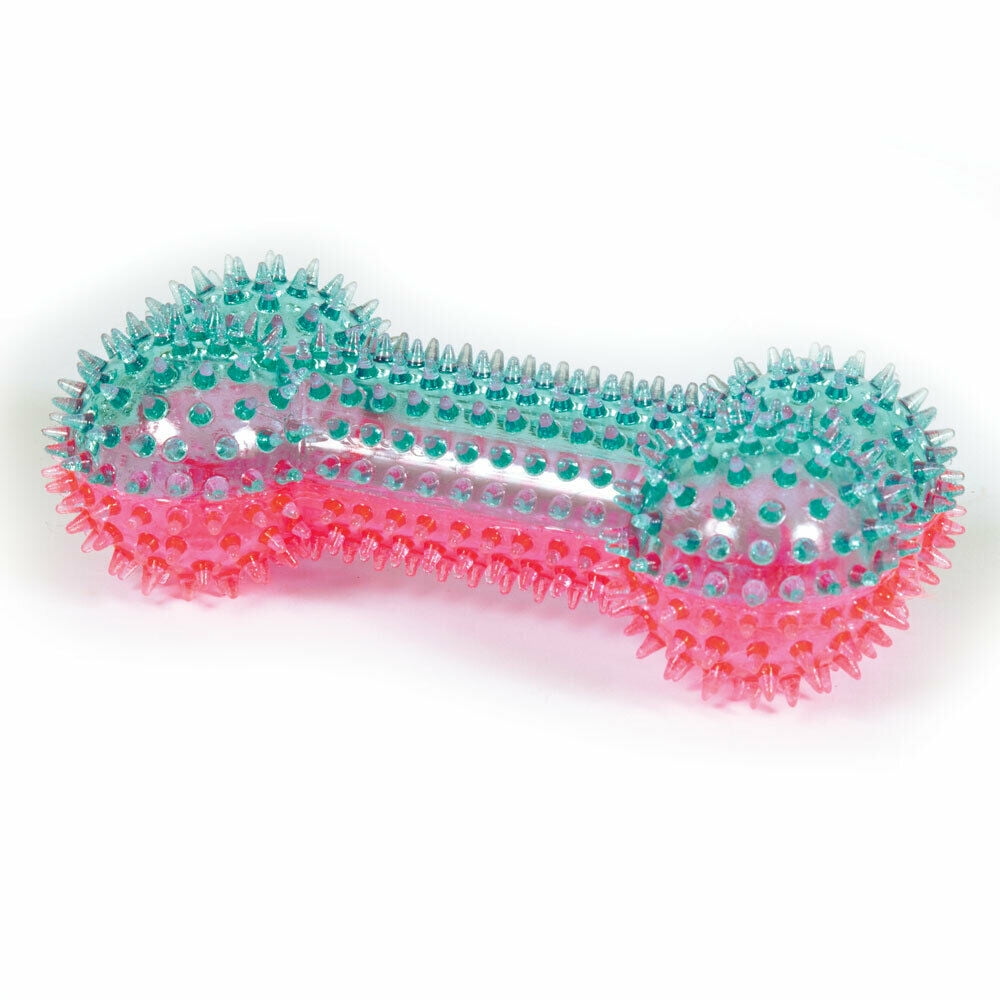 Puppy Teething Bones Rubber Dog Toys Squeaky Spike Textured Dental Chew