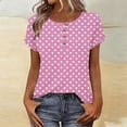 thumbnail image 2 of yillto Womens Short Sleeve Tops Summer Printed Crewneck Buttons Pullover Shirts Casual Dressy Tunic Blouses, 2 of 7