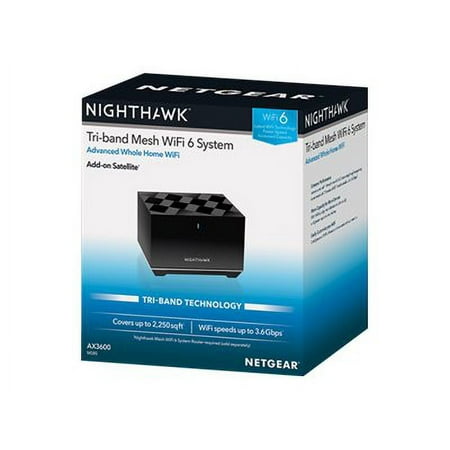 NETGEAR - Nighthawk AX3600 Tri-Band Mesh Wi-Fi 6 Satellite - Black