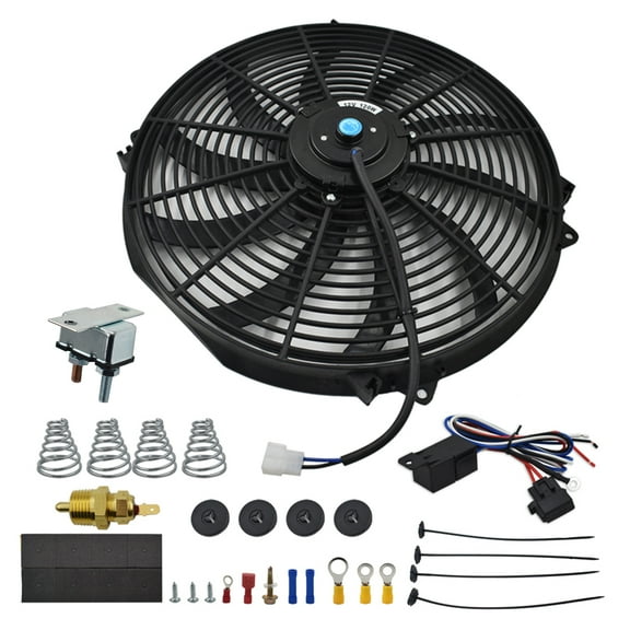 munirater 16 Inch Electric Radiator Fan High 3000 cfm Thermostat Wiring Switch Relay Kit Black
