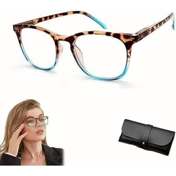 Gloryboom Glasses, Color Changing Anti Blue Light Presbyopia Glasses, Women's Sexy Leopard Print Reading Glasses（Blue, 1）