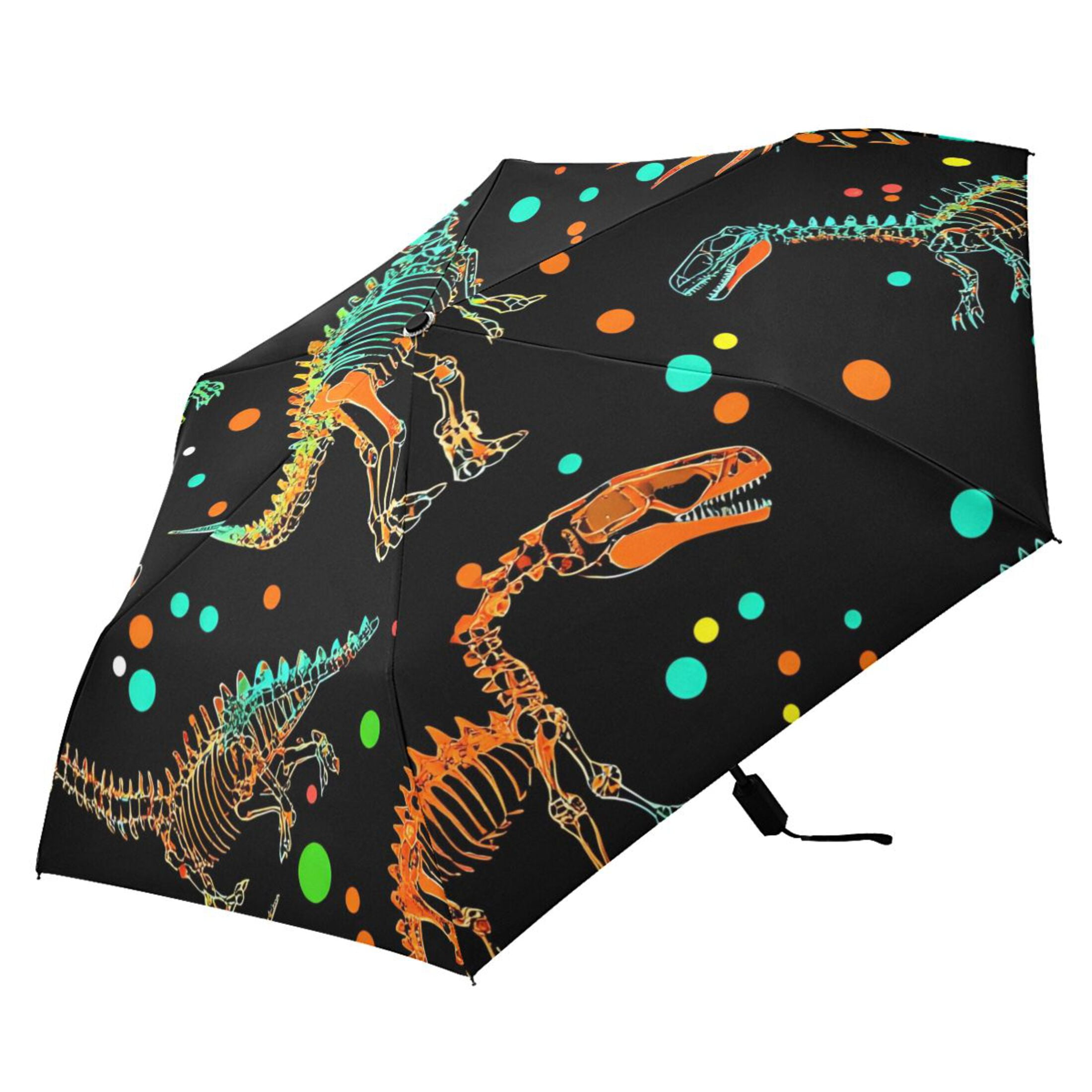 ALAZA Cartoon Dinosaur UPF 50+ Compact Folding Umbrella for Rain Travel Umbrella Packable
