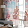 thumbnail image 6 of Pink Christmas Sheer Curtains 108 Inches Long, Farmhouse Botanical Tree Xmas Snowflake Light Filtering Window Curtains for Living Room, Rod Pocket Voile Sheer Curtain Drapes, 52"Wx108"L, 2 Panels, 6 of 9