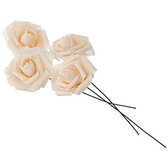 Wrapables Bouquets et Centres de Table de Mariage Rose, Toucher Réel DIY, Fleurs Artificielles Crème