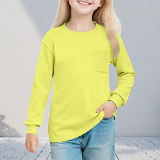 Cowsor Chandails à Col Rond Unis pour Fille Sans Capuchon, Décontractés, à Blocs de Couleur, Manches Longues, Chandails à Enfiler