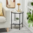 thumbnail image 4 of Round Side Table with Storage - Tempered Glass Top - Modern Design, 4 of 9