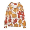 thumbnail image 4 of FKELYI Fall Maple Leaf Zipper Hoodie Size S Stretchy Long Sleeve Hooded Sweatshirt for Women Polyester Thanksgiving Ladies Zipper Sweaters Jacket, 4 of 6