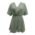 thumbnail image 3 of Women's V-Neck Wide Leg Short Sleeve Jumpsuit - Casual Summer Romper for Daily/Home Comfort, 3 of 3
