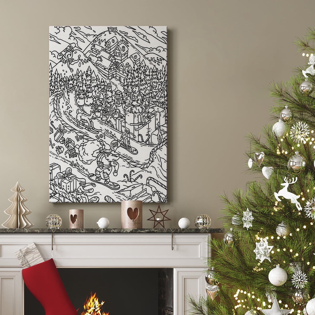 Snowboard Santa- Gallery Wrapped Canvas