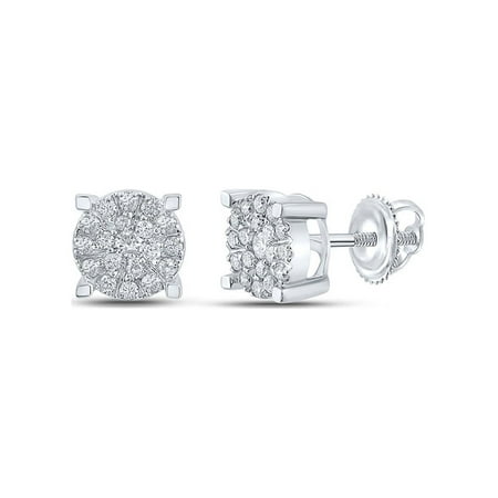 L U DIAMONDS 10k White Gold Diamond Earrings 1/2 Ctw