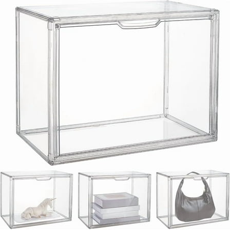 Clear Display Case Acrylic Box Whole Scene Riser Display Stands with Door Plastic Countertop Figure Stand Shelves
