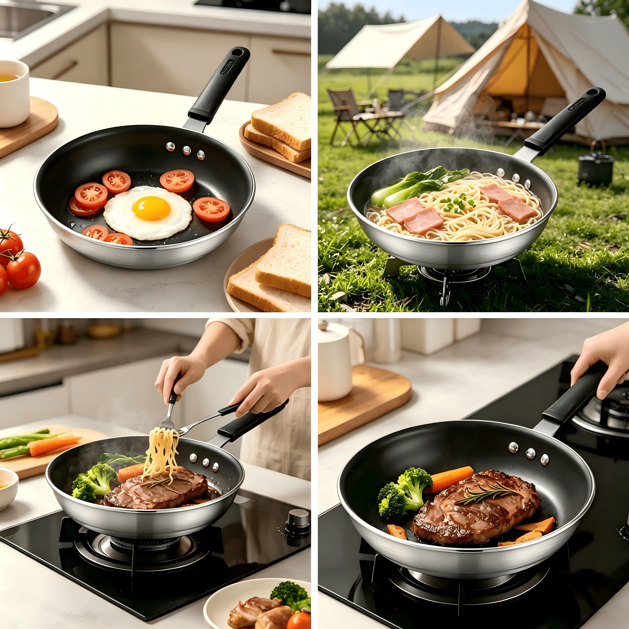 CONCETTA Professional 14-Inch Non Stick Frying Pan, Heavy-Gauge Aluminum Skillet with Reinforced Nonstick Coating, Black Handle, Dishwasher and Oven Safe