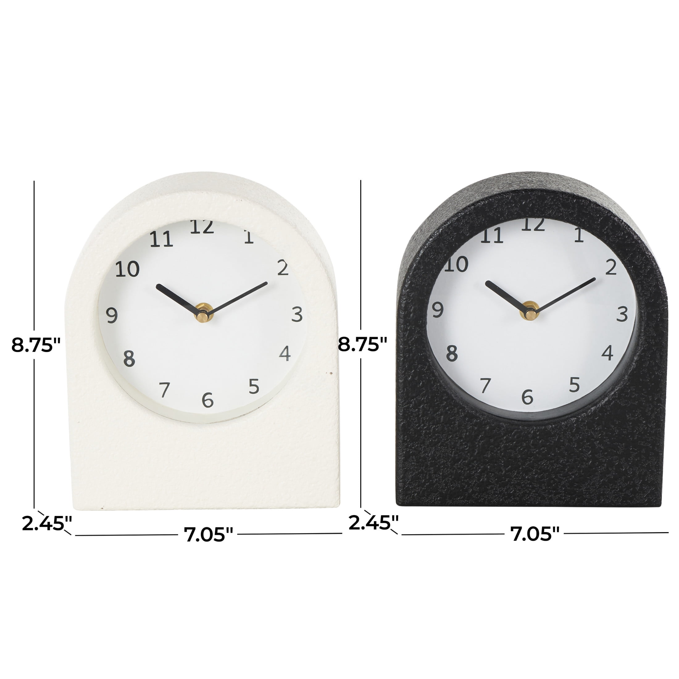 DecMode 9" Multi Colored Wood Textured Clock with Gold Accents, Set of 2
