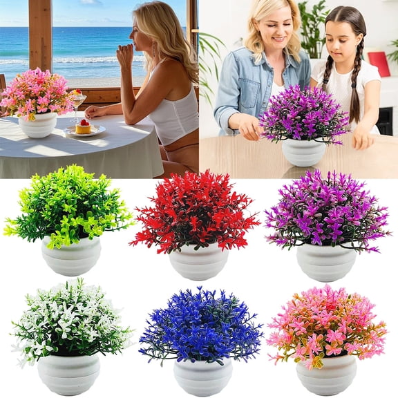Lssam Real-Looking Artificial Lavender Flowers Outdoor UV Resistant No Fade Clearance Fake Plants for Garden Porch Window Box Christmas Decor Flores Artificiales (Red)