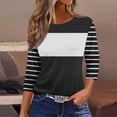 thumbnail image 2 of 3/4 Length Sleeve Shirts for Women Floral Print Tees Blouses Crewneck Loose Casual Plus Size Tops T Shirts, 2 of 4