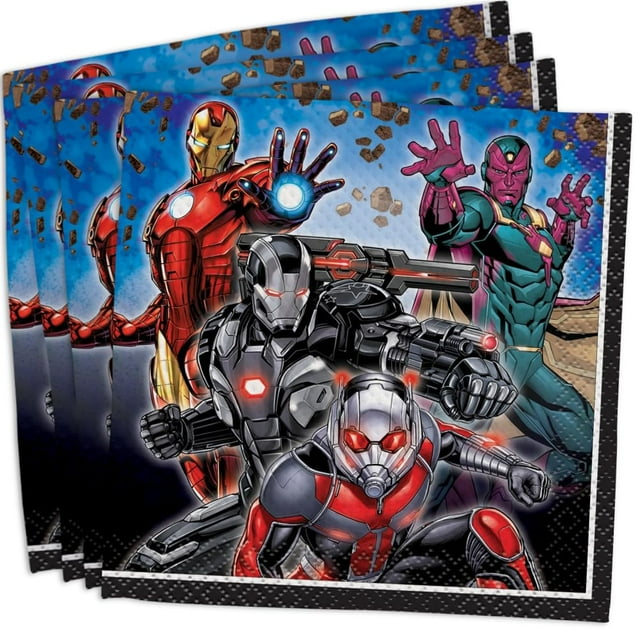 Servilletas De Papel Para Bebidas Marvel Avengers | 5"" X 5"" | 16 Piezas