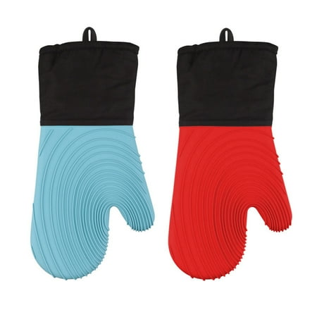 

BESTONZON 1 Set 2pcs Kitchen Silicone Heat Resistant Oven Gloves Microwave Oven Mitts