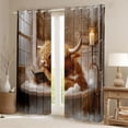 thumbnail image 2 of Homewish Highland Cattle Blackout Curtains Set of 2 (52x84 Each) for Female Men,Farmhouse Animal Window Curtains,Retro Vintage Curtains and Drapes,Luxury Bedroom Decor, 2 of 6