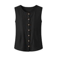 thumbnail image 4 of Fewfanhot Women's Tops, Tees & Blouses Tank Tops Casual Scoop Neck Button Summer Button-up Cotton Beach Sleeveless Tops, 4 of 9