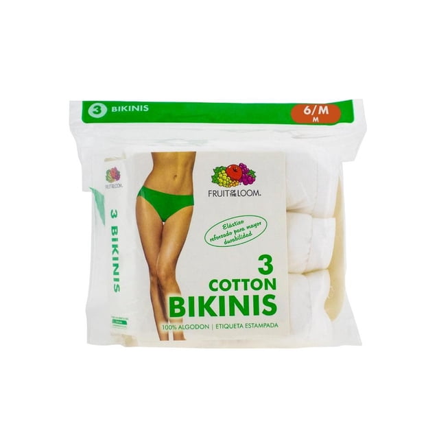 Bikini Fruit Of The Loom Talla 6 Blanco 3 Piezas